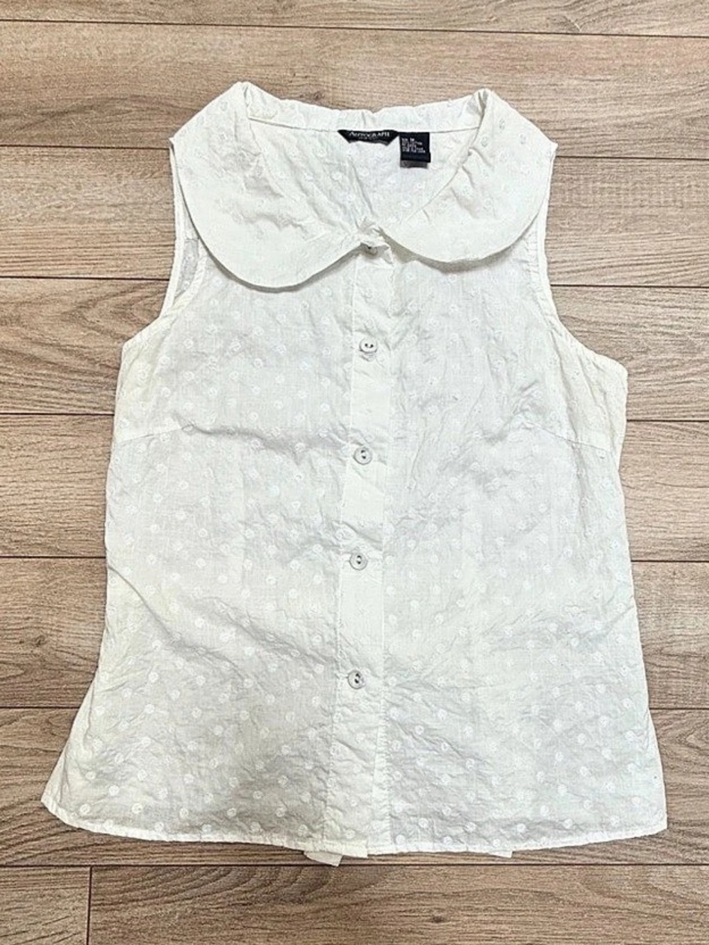 Vintage Autograph women’s Polka Dot Collar Blouse Size Medium